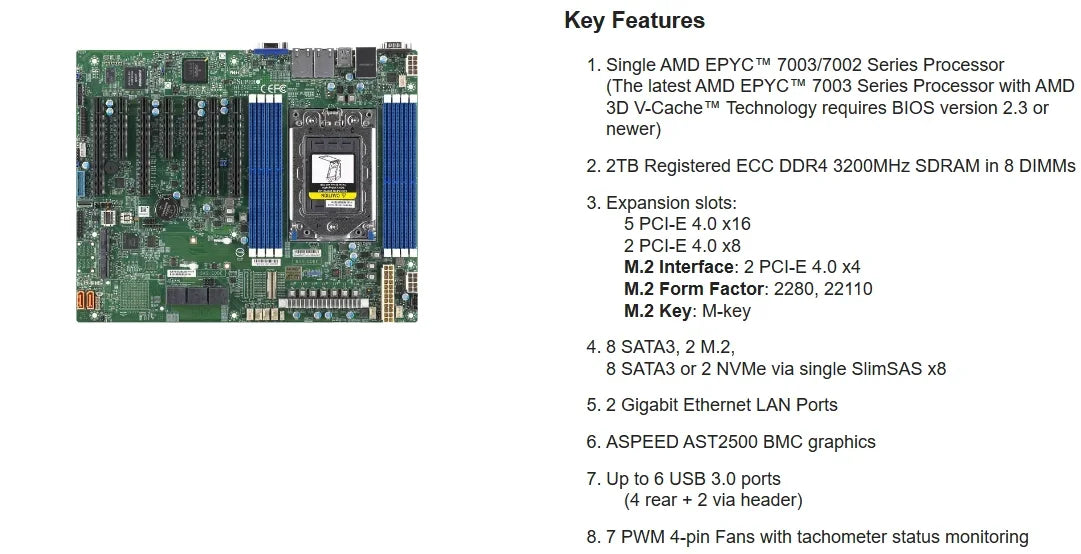 FOR H12SSL-i Motherboard + EPYC 7702 2.0GHz 64C/128T 256MB CPU Processor +8pcs* 64GB=512GB RAM DDR4 3200mhzMemory