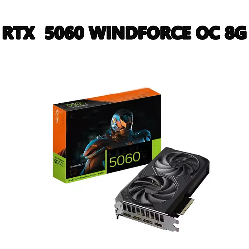GeForce RTX 5060 WINDFORCE OC 8G 2512 MHz 28 Gbps 8 GB GDDR7 128 Bit PCI-E 5.0 DirectX 12 API 4.6 450W 8 Pin*1