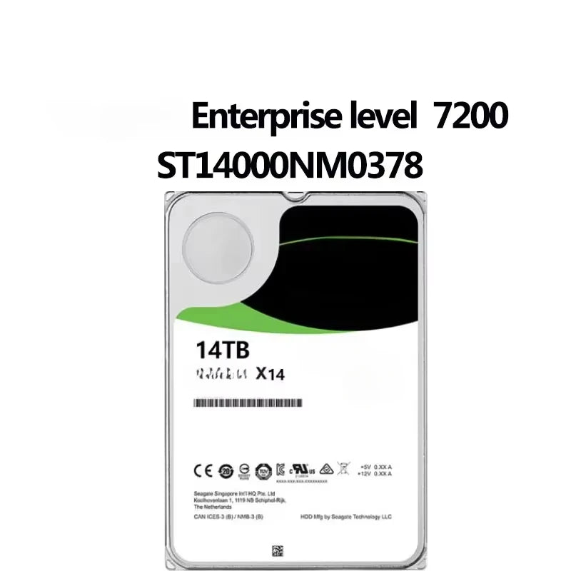 used Enterprise level HDD EXOS ST14000nm0378 X14 7200 14TB ENTERPRISE 256MB 3.5 SAS HARD DRIVEwork for server only