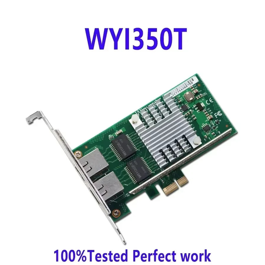 WYI350T PCIe X1 Desktop Dual Port Gigabit Ethernet Network Adapter Card NIC ChatGpt I350 Chipset Soft Route 1000