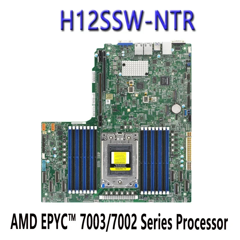 H12SSW-NTR Refurbished Server Use DDR4-3200MHz Motherboard Compatible Tested Approved AMD EPYC 7003/7002 Series Processors PCI-E