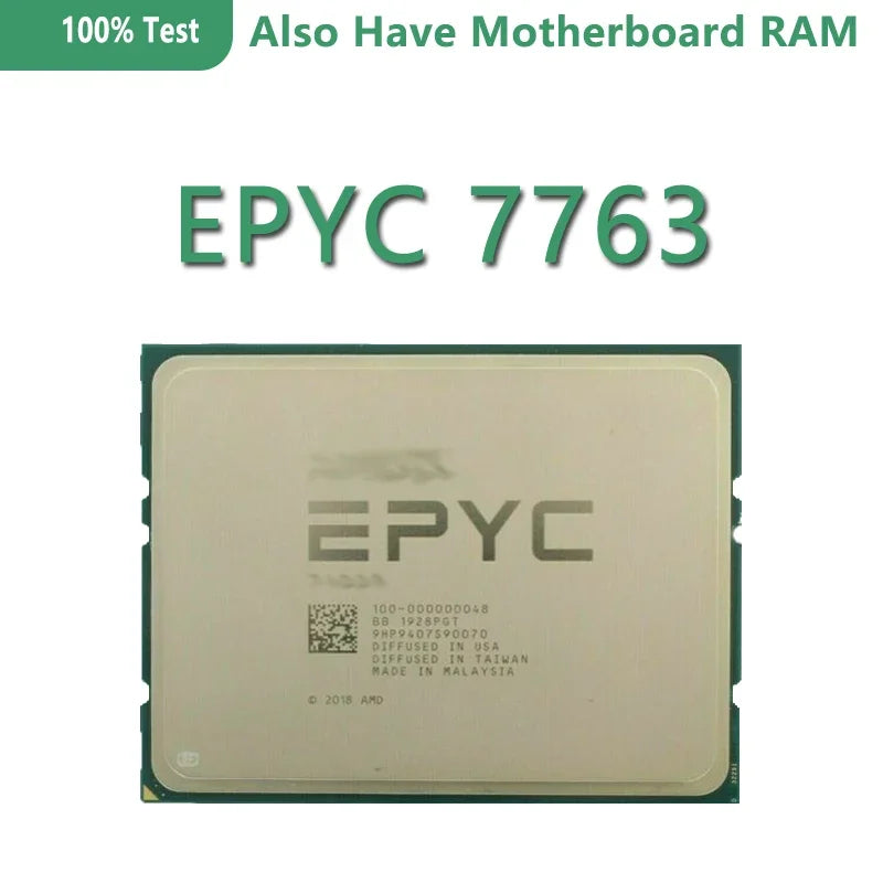 EPYC 7763 CPU 2.45GHz 64C/128T 64M Cache 280W DDR4-2666V Socket SP3 AMD for LGA4094 Motherboard 100-000000312 Used for Server