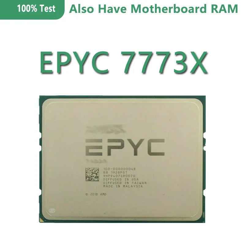Non-vendor Lock-in AMD Milan EPYC 7773X CPU Processor 2.20GHz to 3.5GHz 64-Cores 128-Threads 768MB 280W SP3 DDR4-3200mhz