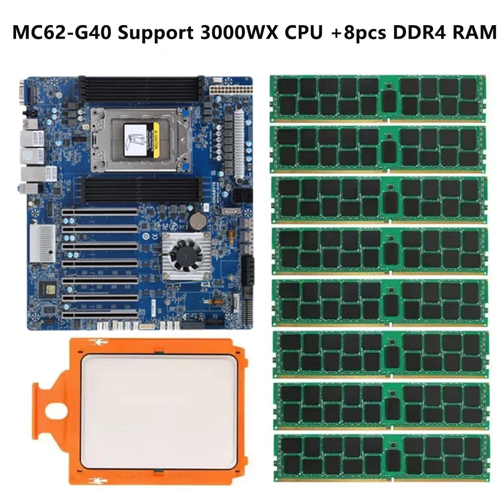 Refurbished DDR4 Server MC62-G40 Mainboard AMD WRX80 Chipset PCIe X16 Socket Support Threadripper PRO 3945wx 3955wx 3975wx