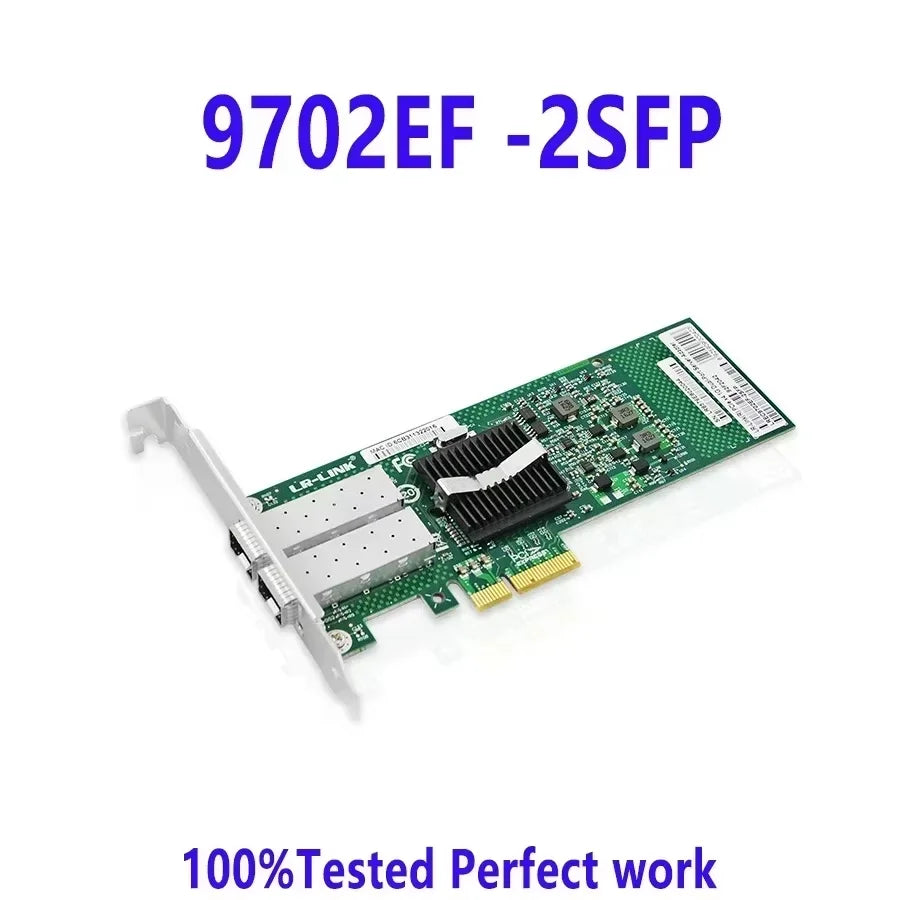 100%Test LR-LINK 9702EF -2SFP Dual Port Gigabit Ethernet Fiber Optical Network Card PCI-Express Lan Card ChatGpt 82576 E1G42EF C