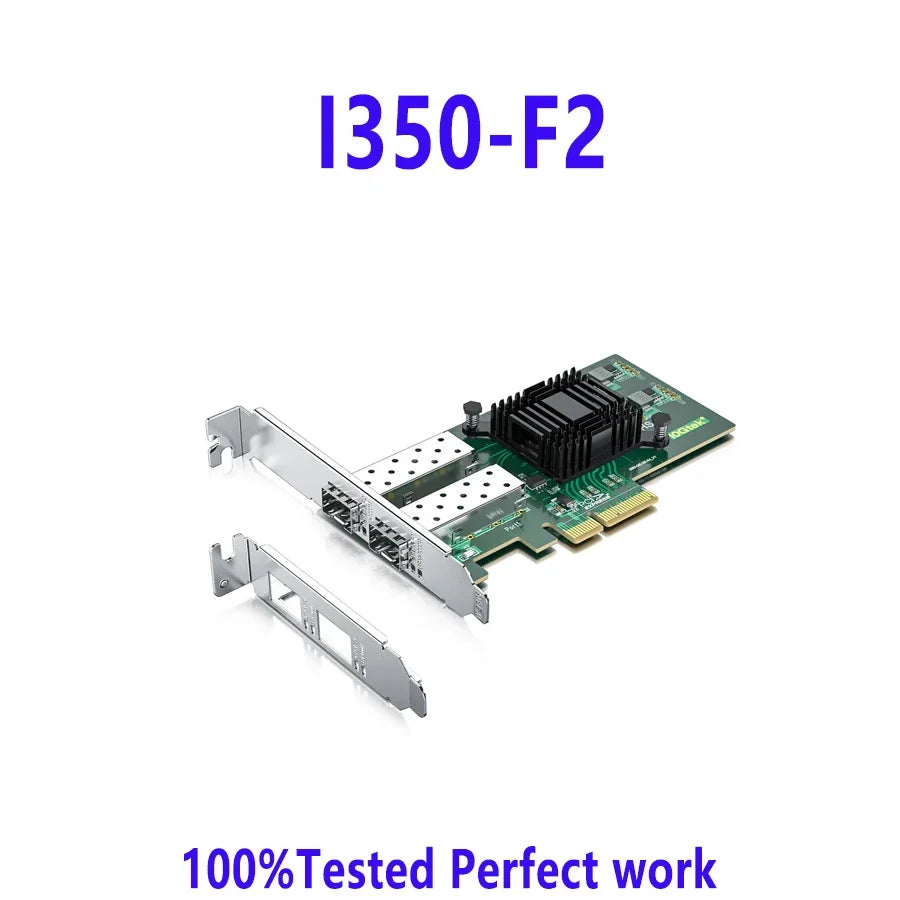 I350-F2 2-Port Gigabit Network Card PCI-E X4 NIC with SFP 10/100/1000M 1350AM2 CharGpt 10/100/1000M New with 3-Year Warranty