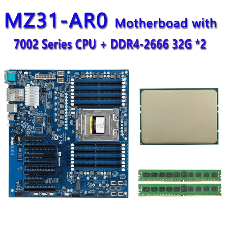 MZ31-AR0 Motherboard + 32GB DDR4-2666 RAM +  EPYC 7F72 7F52 7F32 7H12 7742 7702 7702P 7662 7642 7552 7542 7532 7502 CPU MZ31-AR0