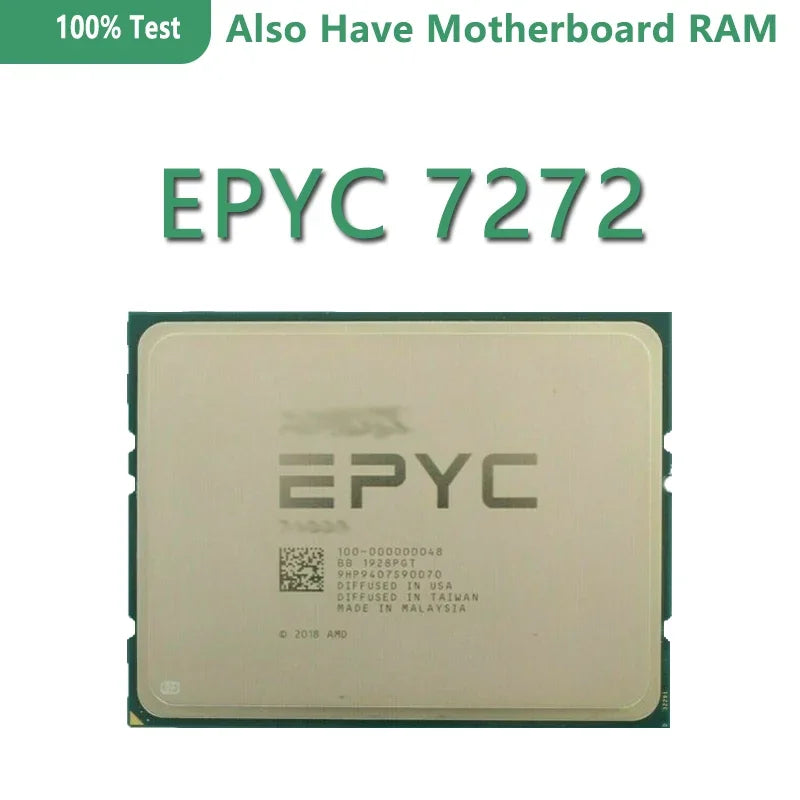 EPYC 7272 CPU 2.9GHZ 12C/24T 64M Cache 120W DDR4-2666V Socket Sp3 Processor for LGA4094 Motherboard 100-000000079