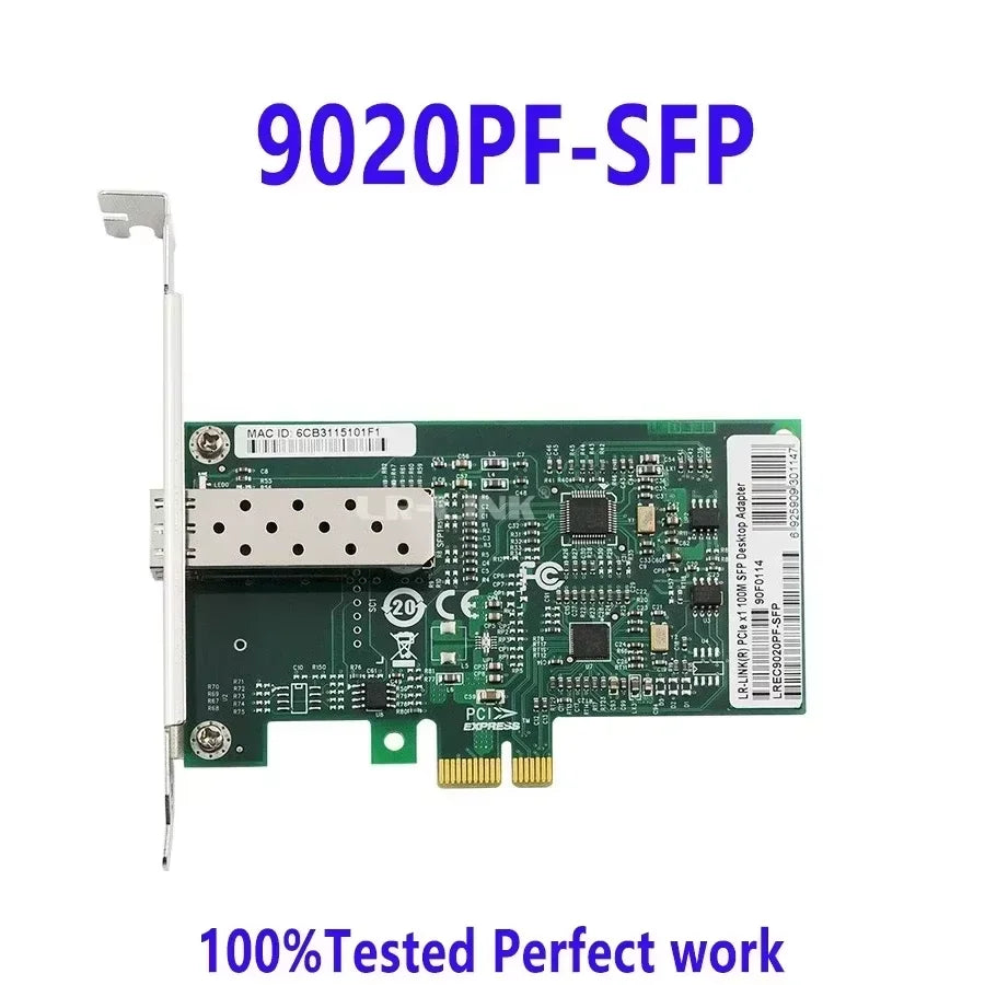 100%Test LR-LINK 9020PF-SFP 100Mb PCI Express Ethernet Network Card Fiber Optical Lan Adapter for PC Computer Realtek RTL8105E N