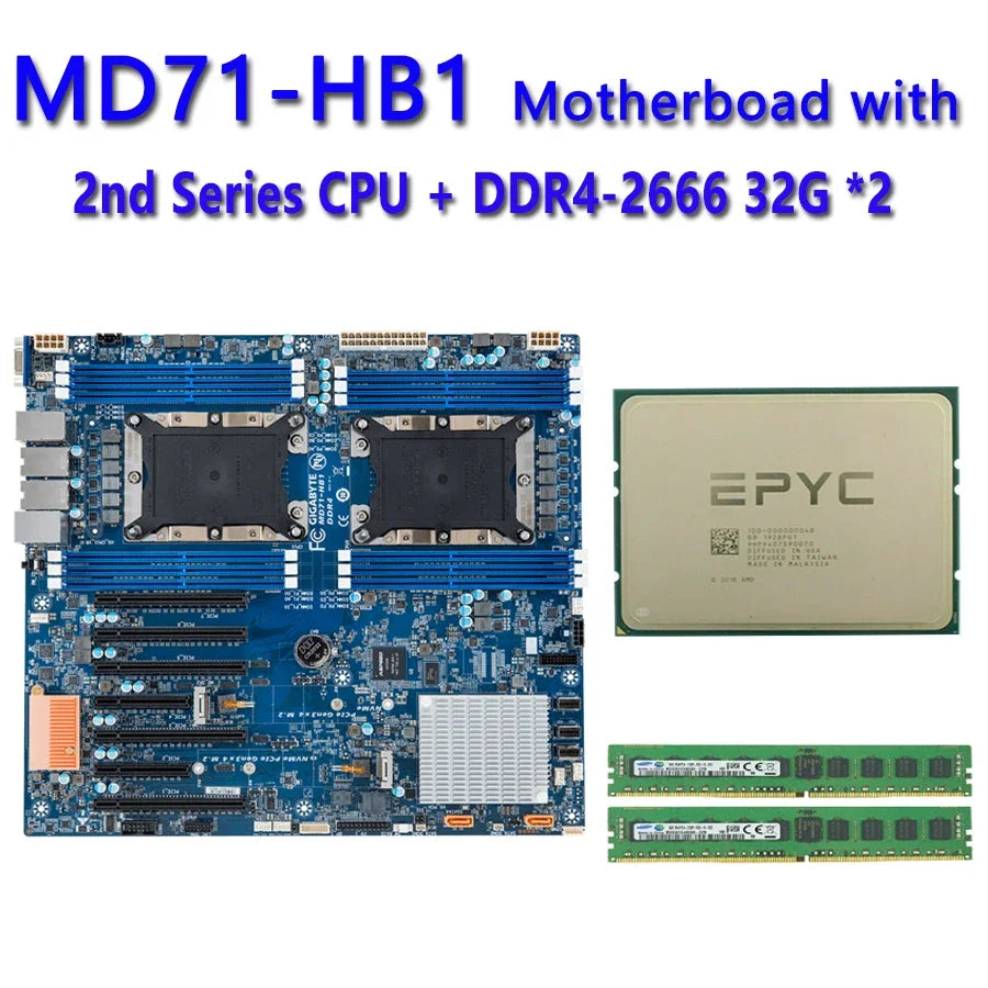 MD71-HB1 REV.1.X + 32GB DDR4-2666RAM ChatGpt 5220R 5218T 5218R 5218N 5217 3206R 4216 7215R 4214R 4209T 4208 8260 6240R 6240L CPU