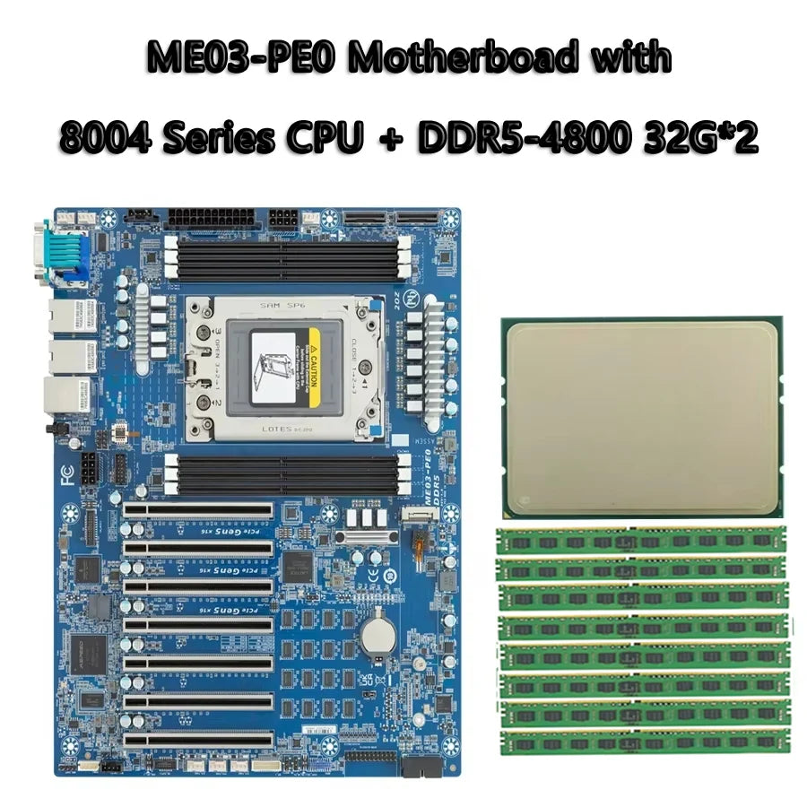 ME03-PE0 REV.1.0 + 32GB DDR5-4800 RAM + AMD EPYC 8534P 8434P 8324P 8224P 8124P 8024P CPU Processor Tested Well Bofore Shipping