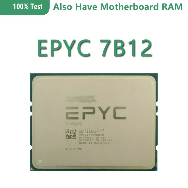 EPYC 7B12 CPU 3.30GHZ 64C/128T Cache 240W Socket Sp3 Processor for LGA4094 Motherboard Interface: SP3