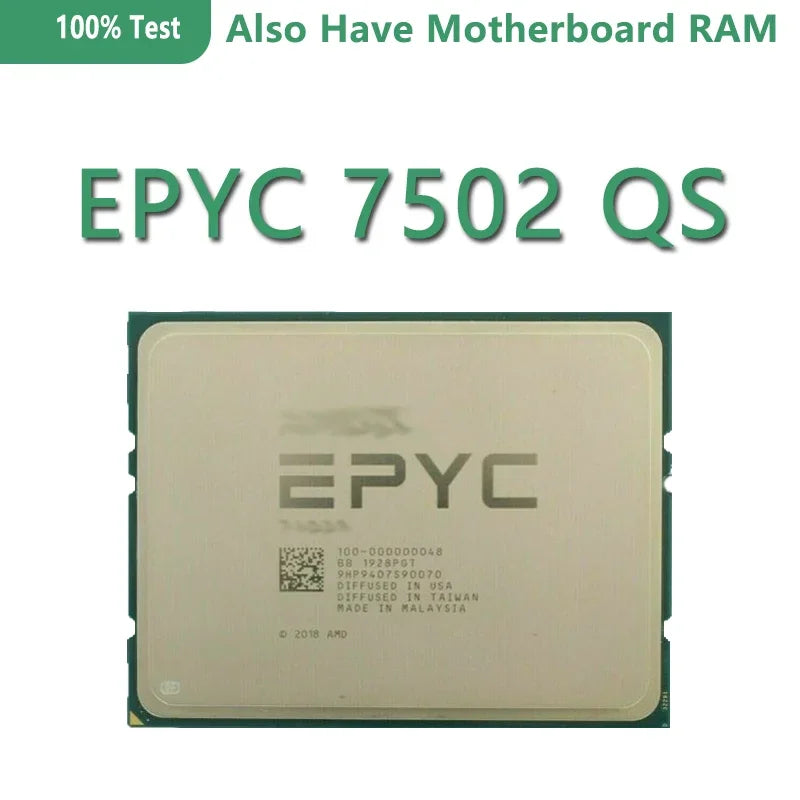 EPYC 7502 QS CPU 2.5GHZ 32C/64T 64M Cache 180W DDR4-2666V Socket Sp3 Processor for LGA4094 Motherboard