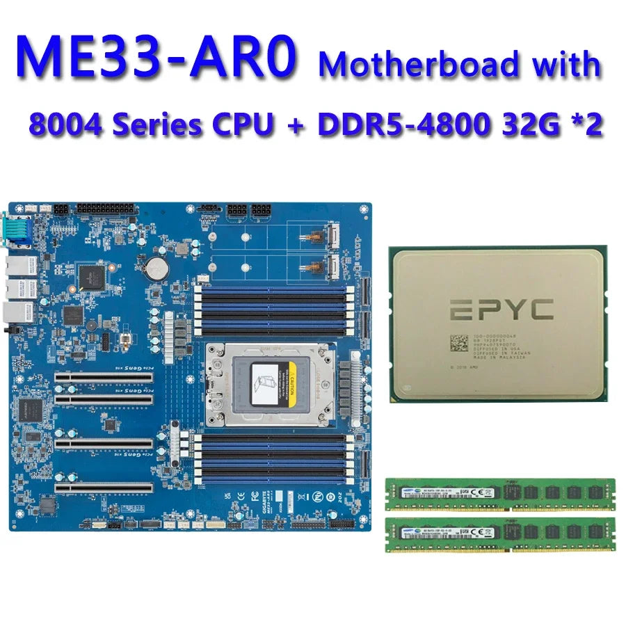 MZ33-AR0  REV.1.0 + 32GB DDR5-4800 RAM AMD EPYC 8534P 8434P 8324P 8224P 8124P 8024P CPU Processor Tested Well Bofore Shipping