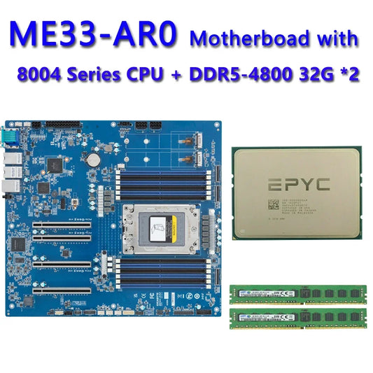 MZ33-AR0  REV.1.0 + 32GB DDR5-4800 RAM AMD EPYC 8534P 8434P 8324P 8224P 8124P 8024P CPU Processor Tested Well Bofore Shipping