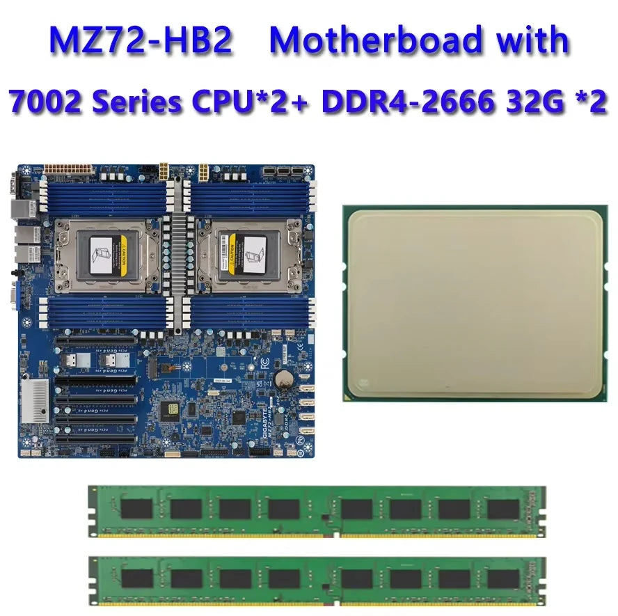 MZ72-HB2 REV3.0 Motherboard + 32GB DDR4-2666 RAM  EPYC 7502P 7452 7402 7402P 7352 7302 7302P 7282 7272 7262 7252 7232P CPU