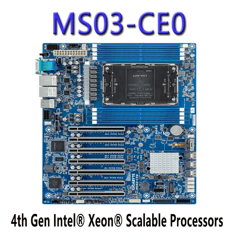 MS03-CE0 ATX Server Motherboard Supports Four 5th/4th Gen LGA4677 Socket DDR4/DDR5 RDIMM 8 X DIMM Slots Intel C741 Chipset SATA