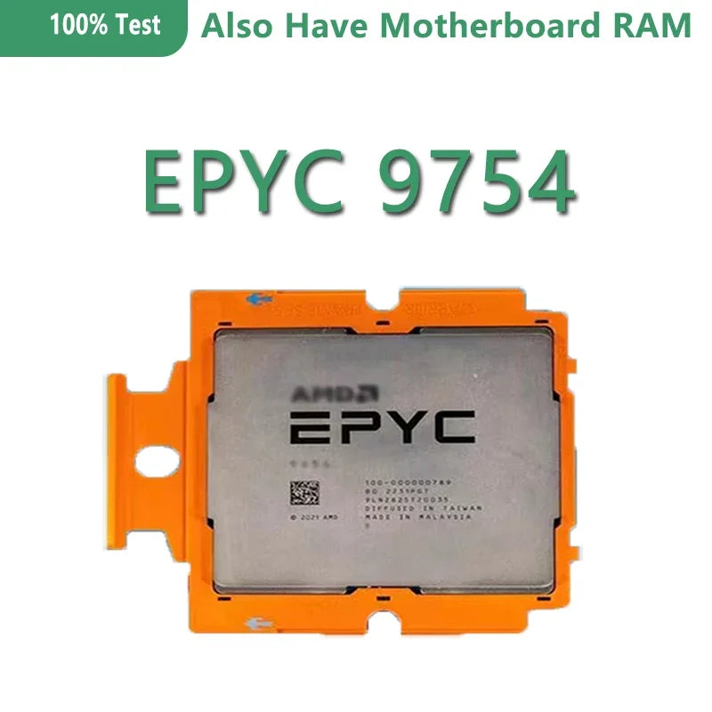 EPYC 9754 128C/256T CPU 256MB Cache 360W TDP 128-Cores 256-Threads 2.25GHz-3.1Ghz Server Processor Support Gygabyte MZ73-LM1 MBD