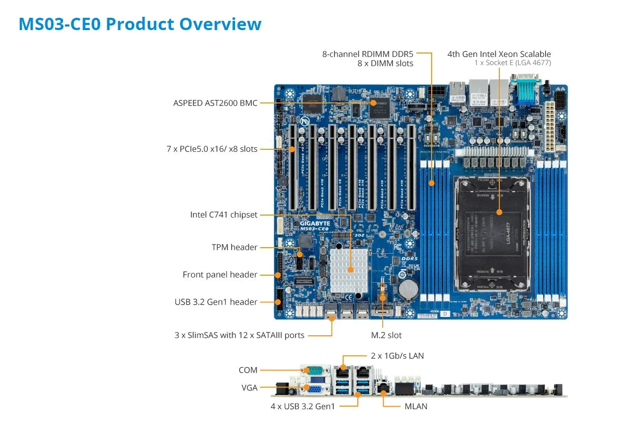 MS03-CE0 MBD 5411N 8490H 8470Q 8470N 8470 8468H 8468 8461V 8458P 8454H 8452Y 8450H 8444H CPU Processor 8Slots Server Refurbished
