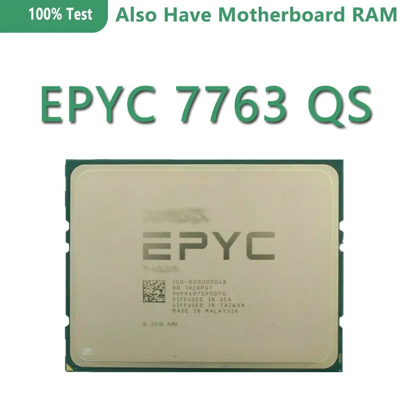 Refurbished EPYC 7763 CPU QS Version 2.45GHZ 64-Cores 128-Threads 64MB Cache 280W DDR4-3200mhz Socket SP3 Processor for LGA4094