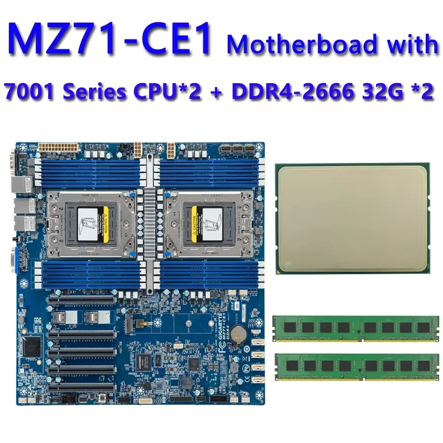 MZ71-CE1 REV.1.X Motherboard + 32GB DDR4-2666 EPYC 7261 7251 7371 7351 7301 7281 735P 7451 7401 740P 7601 7551 7501 755P 7551P