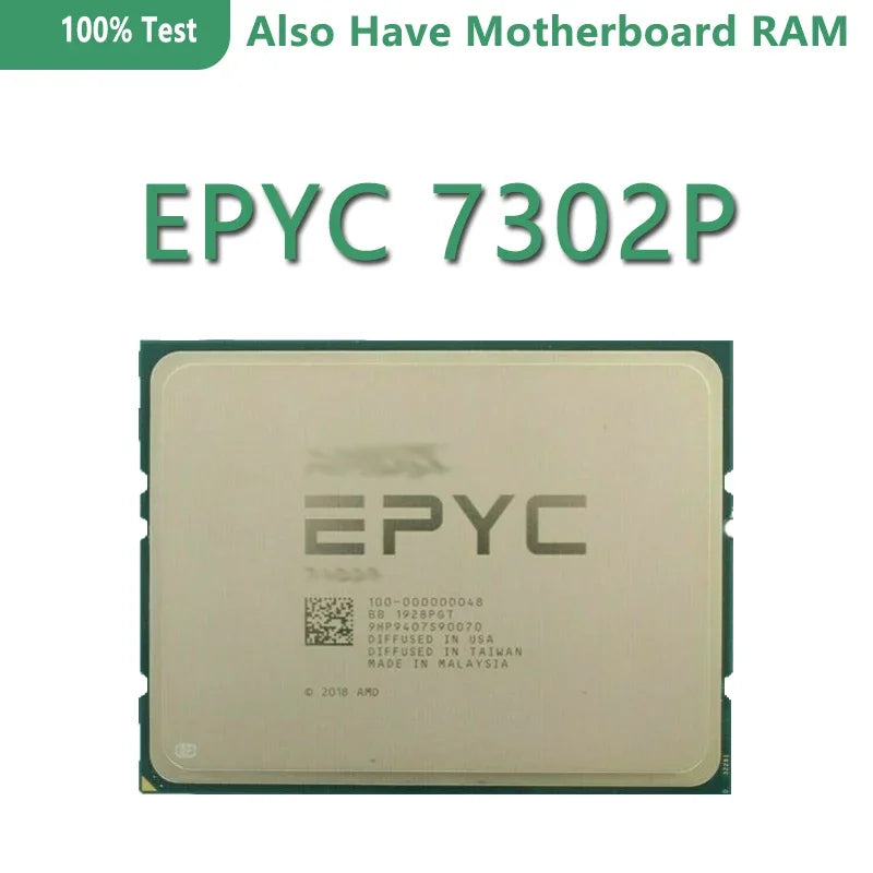 Refurbished for 7302P Server CPU 3.0GHz 16-Core 32Thread 64M Cache 155W SP3 Socket DDR4 3200MHz 1U Motherboard Support