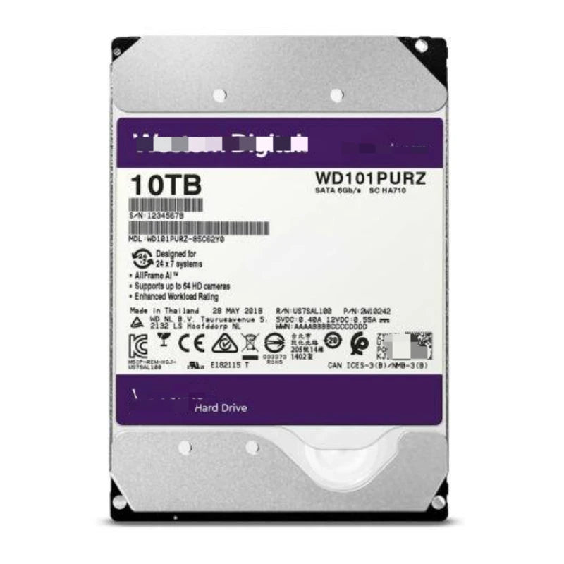 WD101PURP / WD101PURX / WD102PURX Purple P10TB 3.5" SATA HDD Surveillance Internal Hdd Hard Disk Drives for Internal Hard