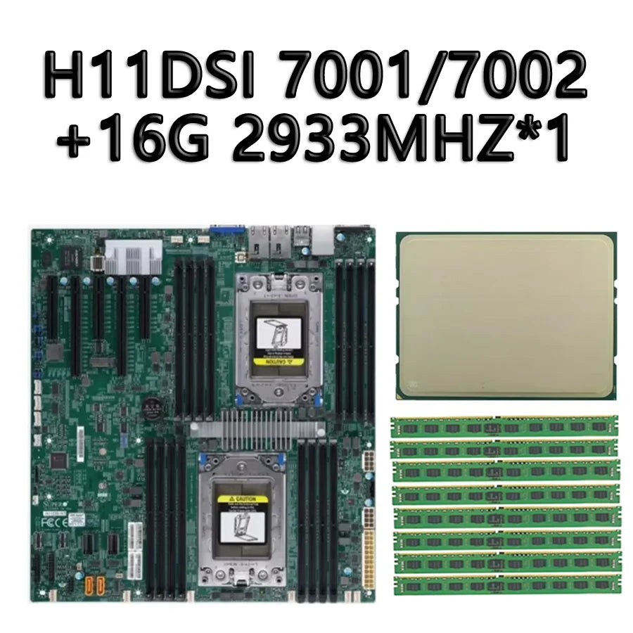 H11DSI Rev 2.0 Motherboard + EPYC 7F72 7F52 7B12 7H12 7742 7702 7662 7642 7552 7542 7532 7502 CPU Processor 16x DDR4 RAM Memory