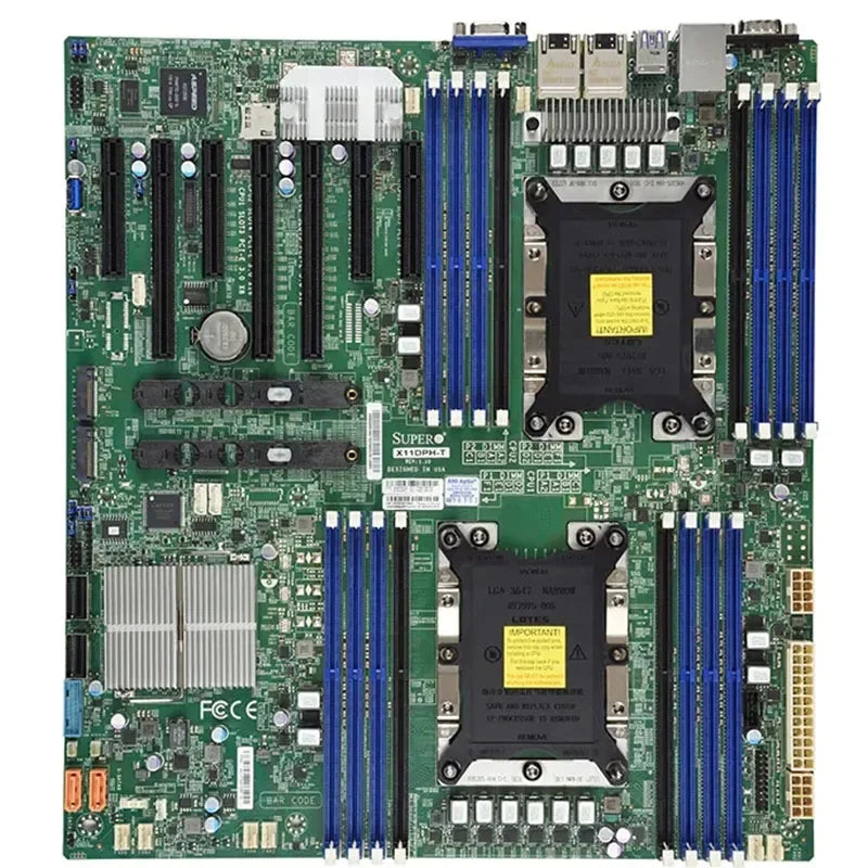 X11DPH-T E-ATX C622 Intel Server Motherboard 7 PCI-E 3.0 Slots Dual LGA3647 Socket 16 -DIMM 4TB RAM DDR4-2933MT SATA Refurbished