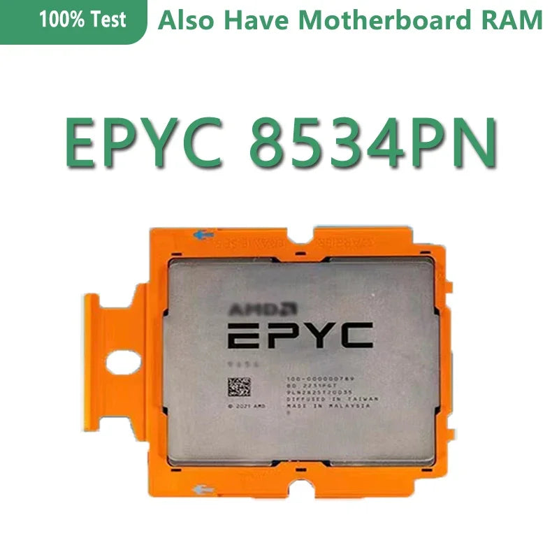 EPYC 8534PN CPU  Version 64C/128T 2.0-3.1GHZ Cache 175W TDP SP5 Socket Server Processor for Gygabyte MZ73-LM1 Motherboard