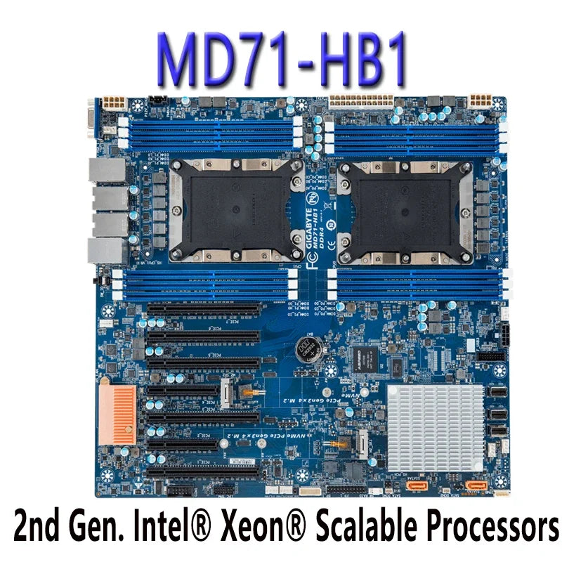 Gigabyte MD71-HB1 (rev.1.x) Server Motherboard Intel C622 Express Chipset 2nd Gen DDR4 Refurbished LGA 3647 Socket USB 3.0/2.0