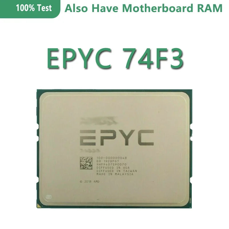 74F3 EPYC 24C/48T CPU Processor 3.2GHZ up to 4.0GHz 24-Core 48-Threads 256MB 240W SP3 Socket for Server Motherboard DDR4-3200mhz