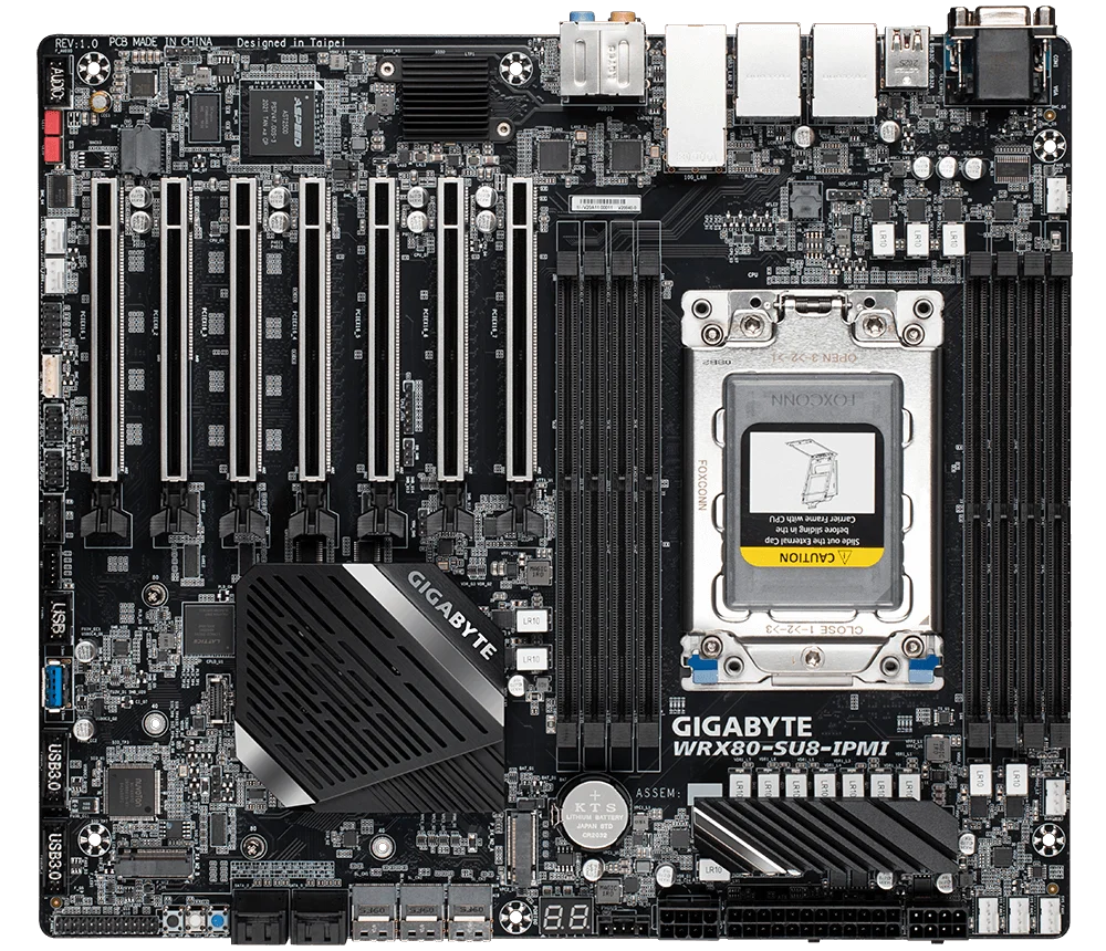 WRX80-SU8-IPMI ATX Server Motherboard 3995WX Threadripper PRO CPU 8*64GB DDR4-2933MHz RAM SATA Integrated 4.5GHz 64C/128T