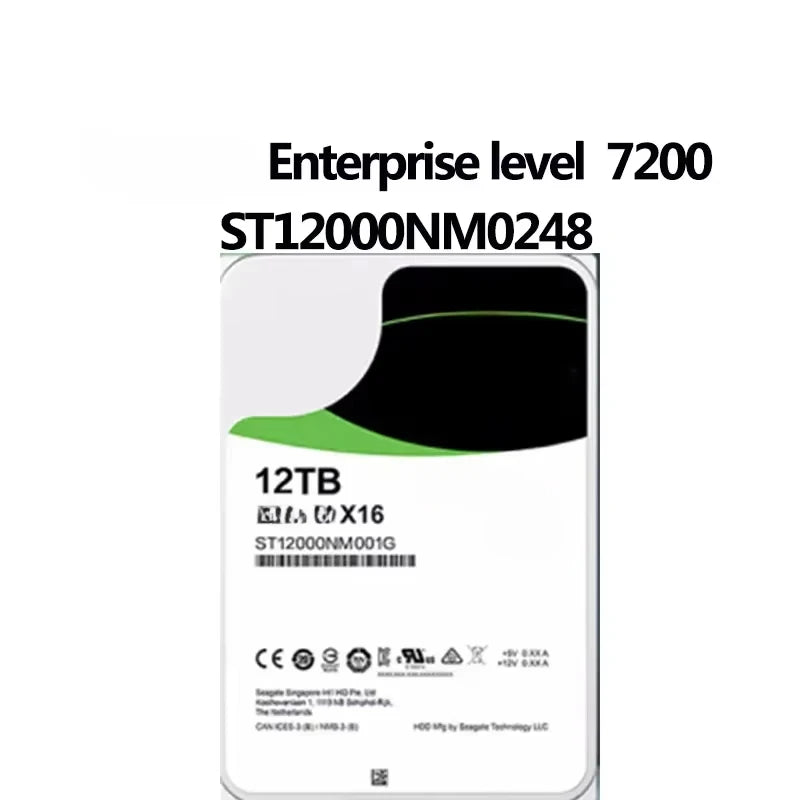 Enterprise Level HDD EXOS ST12000NM0008/ST12000nm0248 X14 7200 12TB ENTERPRISE 256MB 3.5 SAS HARD DRIVEwork for Server Only