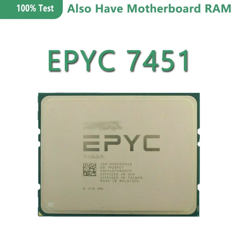 New/Used for 7451 64-Bit CPU 2.3GHz 24C/48T 64M Cache 180W DDR4-2666 SP3 Socket for LGA4094 Server Motherboard