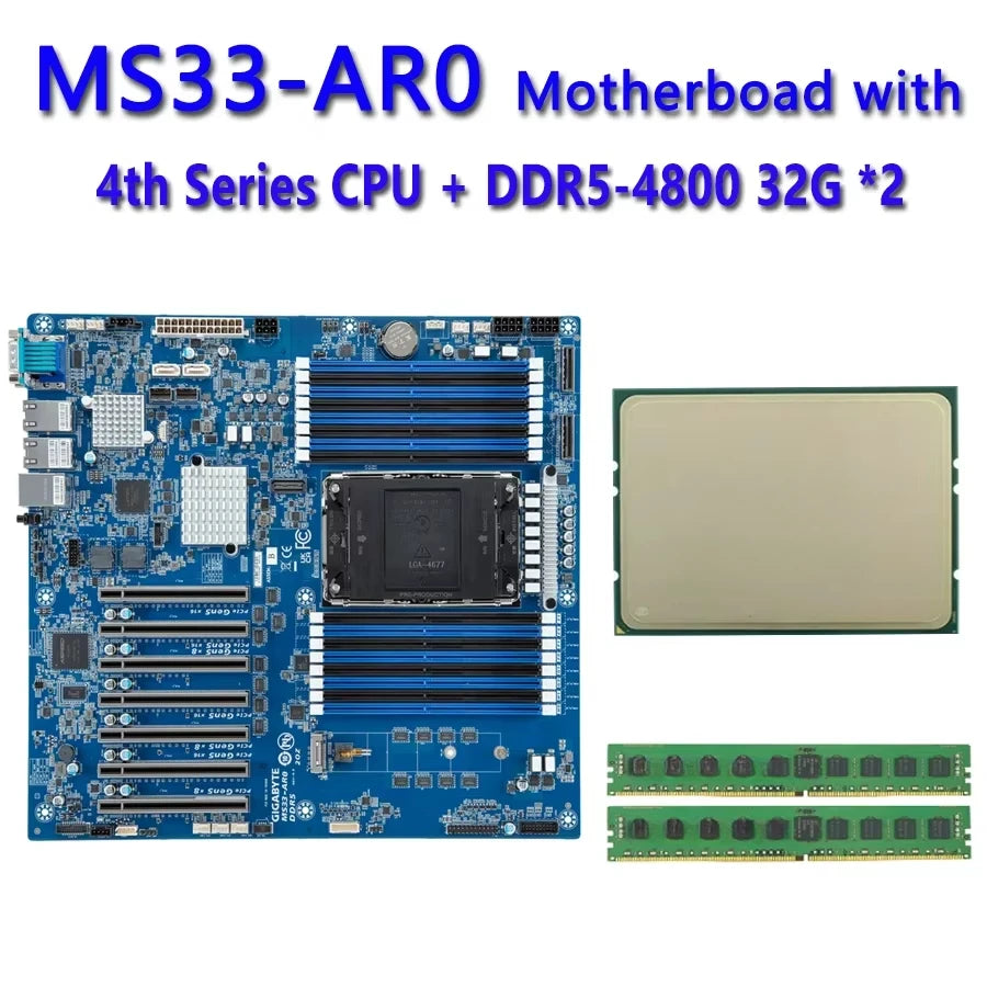 MS33-AR0  REV1.X + 32GB DDR5-4800 RAM +  5411N 8490H 8470Q 8470N 8470 8468H 8468 8461V 8458P 8454H 8452Y 8450H 8444H CPU