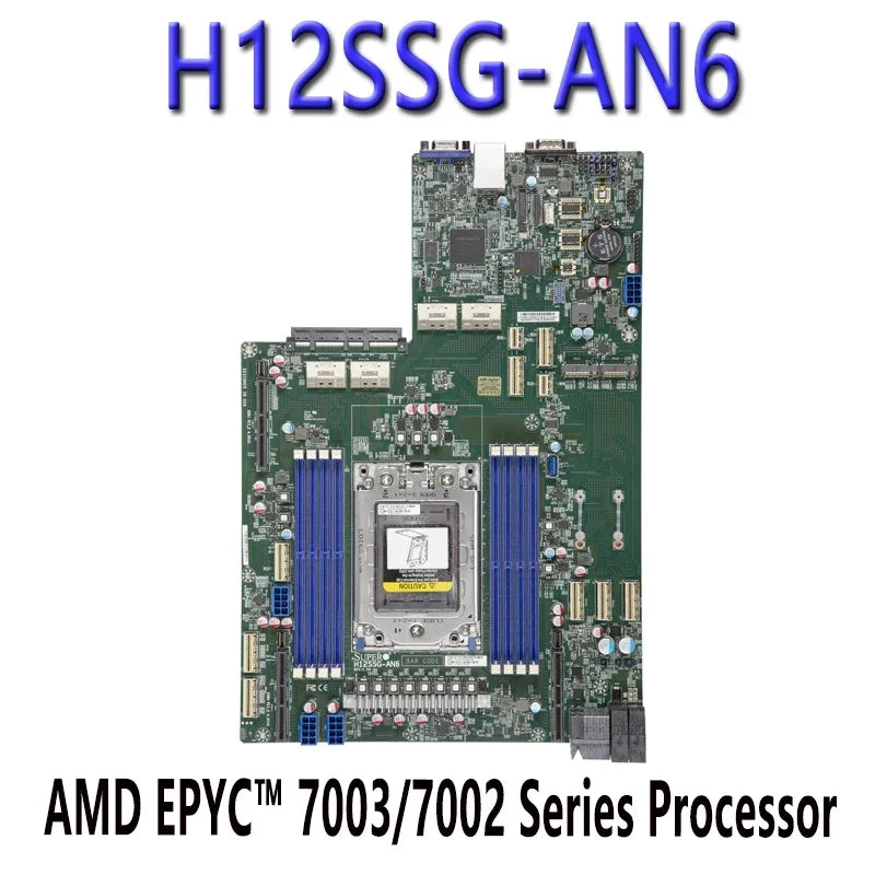 H12SSG-AN6 DDR4-3200MHz AMD EPYC 7003/7002 Series Server Motherboard PCI-E 4.0 Slots SlimSAS USB 2.0 Ports Refurbished Tested