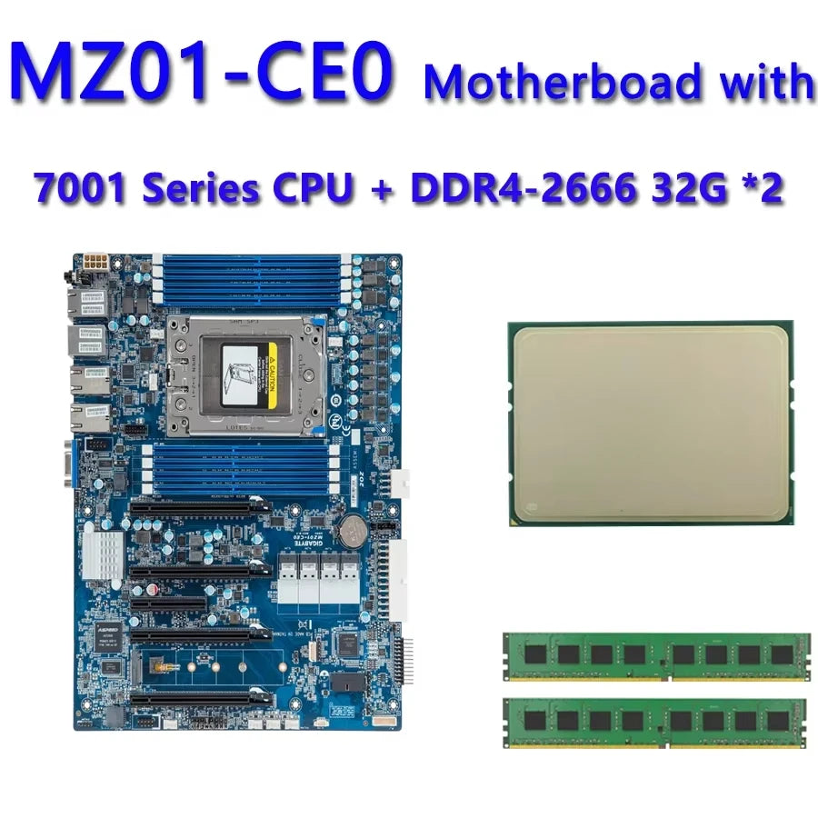 MZ01-CE0 REV.2.X Motherboard + 32GB DDR4-2666 EPYC 7261 7251 7371 7351 7301 7281 735P 7451 7401 740P 7601 7551 7501 755P 7551P