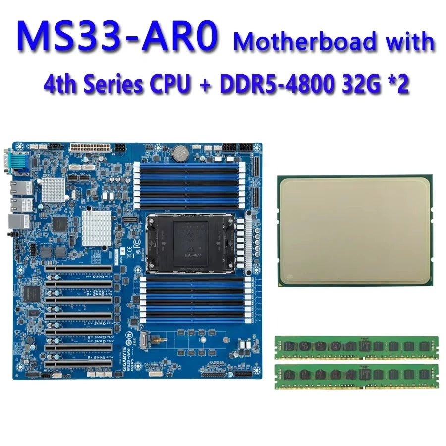 MS33-AR0 REV1.X CPU 32GB DDR5-4800 for Server Features 6458Q 6454S 6448Y 6438M 6434H 6434 6421N 6418H 6416H 6414U 5433N 5423N