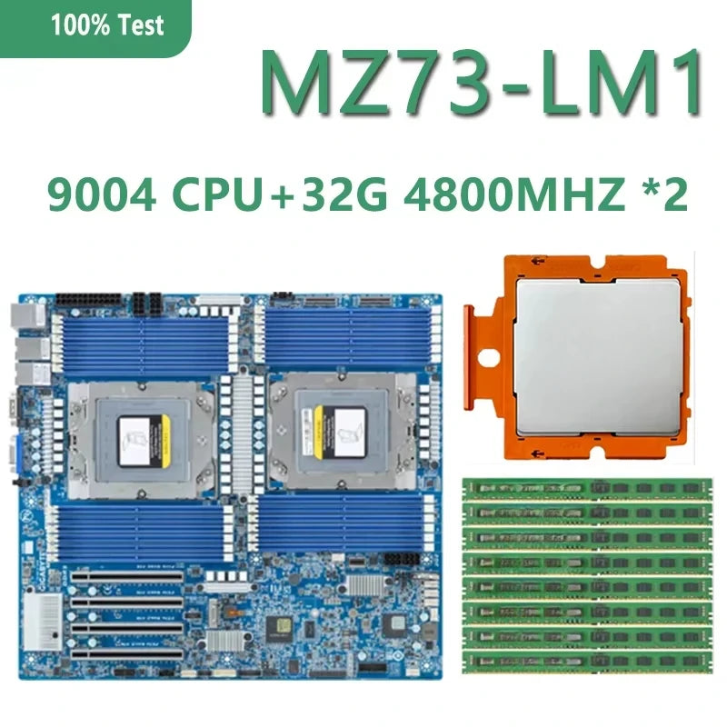 MZ73-LM1 REV1.0 + 32GB DDR5-4800 RAM Refurbished AMD 9754 9124 9654 9634 9554 9534 9474F 9454 9374F 9354 9334 9274F 9254 9224