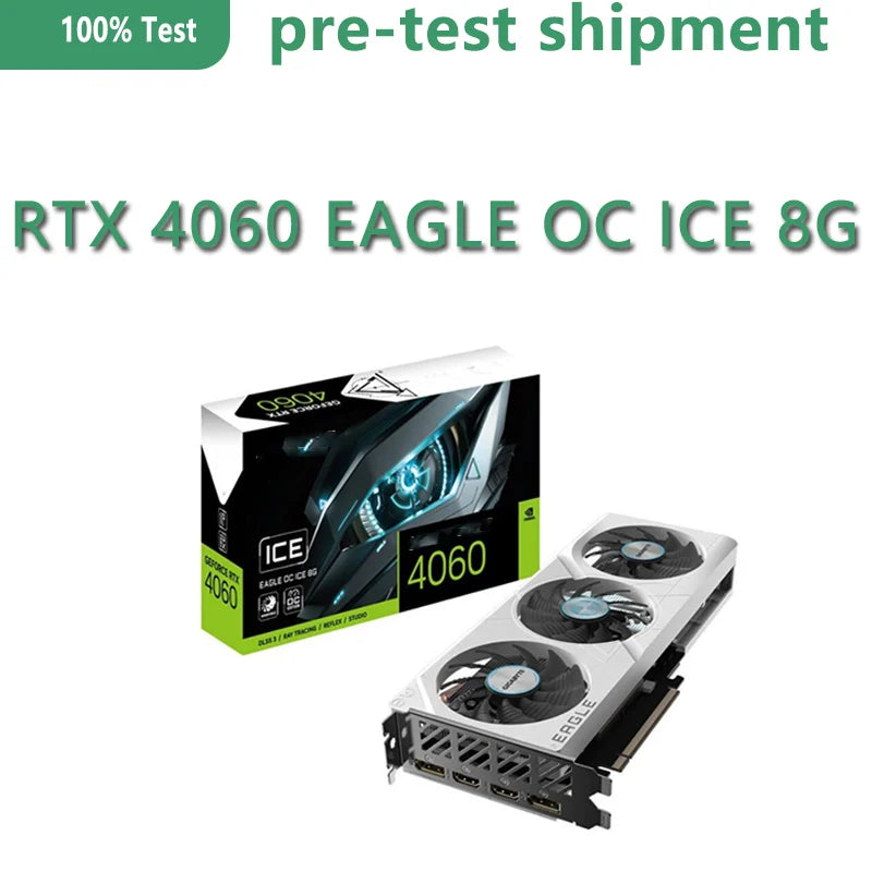 GeForce RTX 4060 EAGLE OC ICE 8G GV-N4060EAGLEOC ICE-8GD 8GB GDDR6 128bit Wind Power Cooling System Dual BIOS Mode