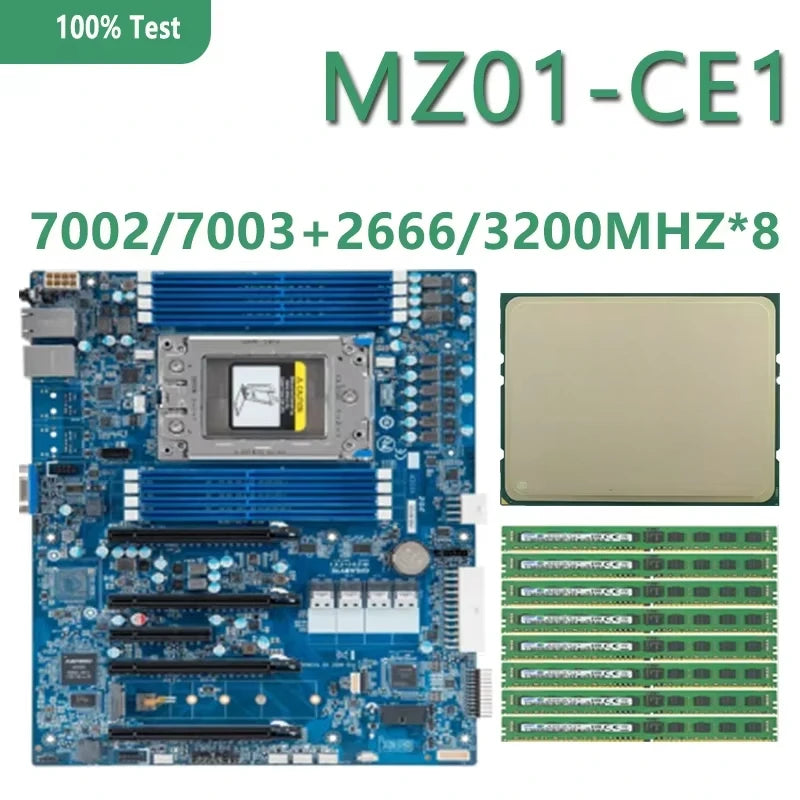 MZ01-CE1 Rev2.0 Motherboard + EPYC 7F72 7F52 7B12 7H12 7742 7702P 7662 7642 7552 7542 7532 7502P CPU Processor + Memory RAM DDR4