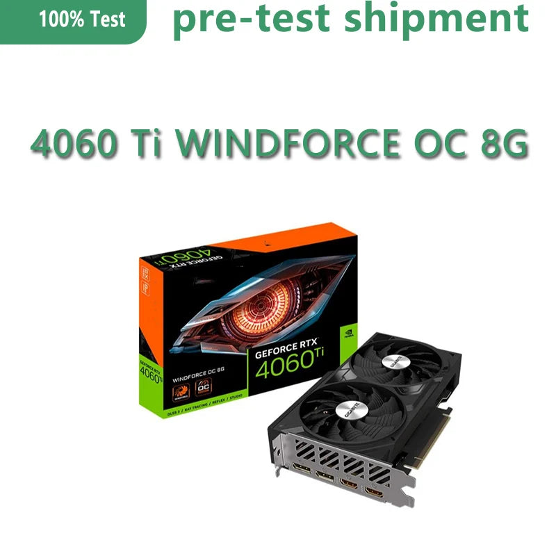 GeForce RTX 4060 Ti WINDFORCE OC 8G GV-N406TWF2OC-8GD 8GB GDDR6 128bit Wind Power Cooling System Stylized Reinforced Backsplash