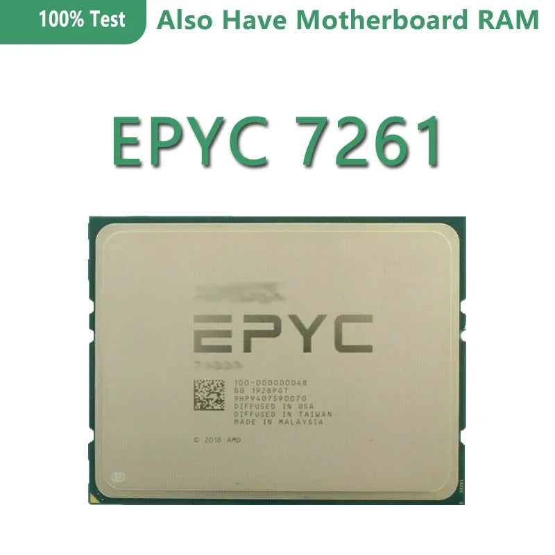 EPYC 7261 2.5Ghz 8 Core/16 Thread L3 Cache 64MB TDP 170W SP3 up 2.9Ghz 7001 Series Server CPU  Tested Bofore Shipping