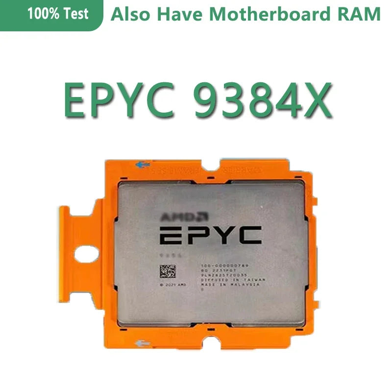EPYC 9384X CPU Version 32C/64T 3.1GHZ Cache 320W TDP SP5 Socket Server Processor for Gygabyte MZ73-LM1 Motherboard DDR5