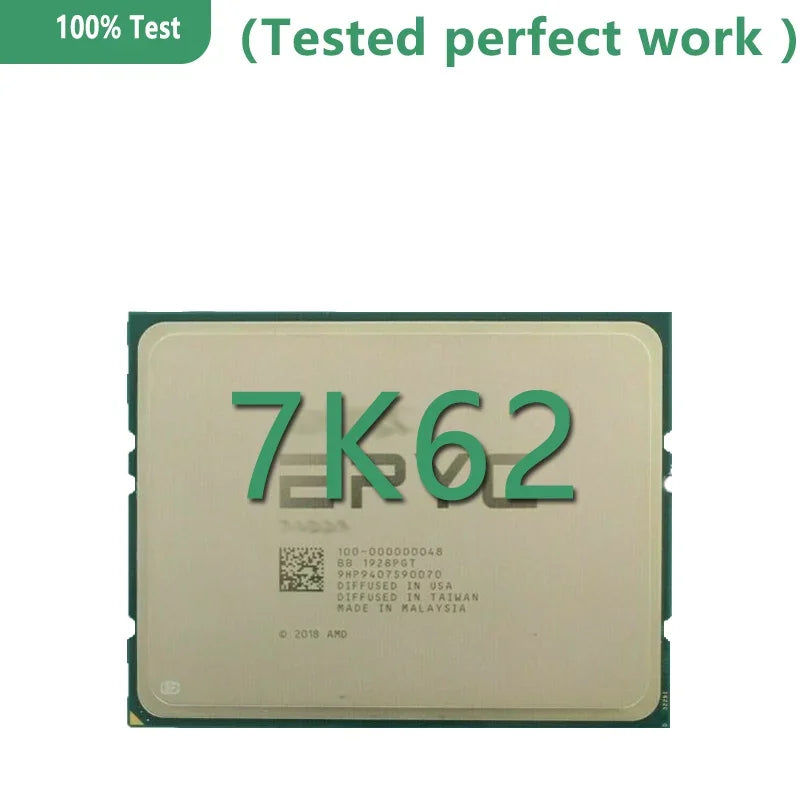 EPYC 7K62 CPU 2.6GHZ 48C/96T 192MB Cache 240W DDR4-2666V Socket Sp3 Processor for LGA4094 Motherboard