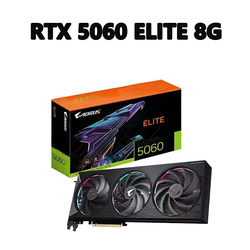 AORUS GeForce RTX 5060 ELITE 8G 2722 MHz 28 Gbps 8 GB  GDDR7 128 Bit PCI-E 5.0 4.6 500W 8 Pin*1 DirectX 12 API