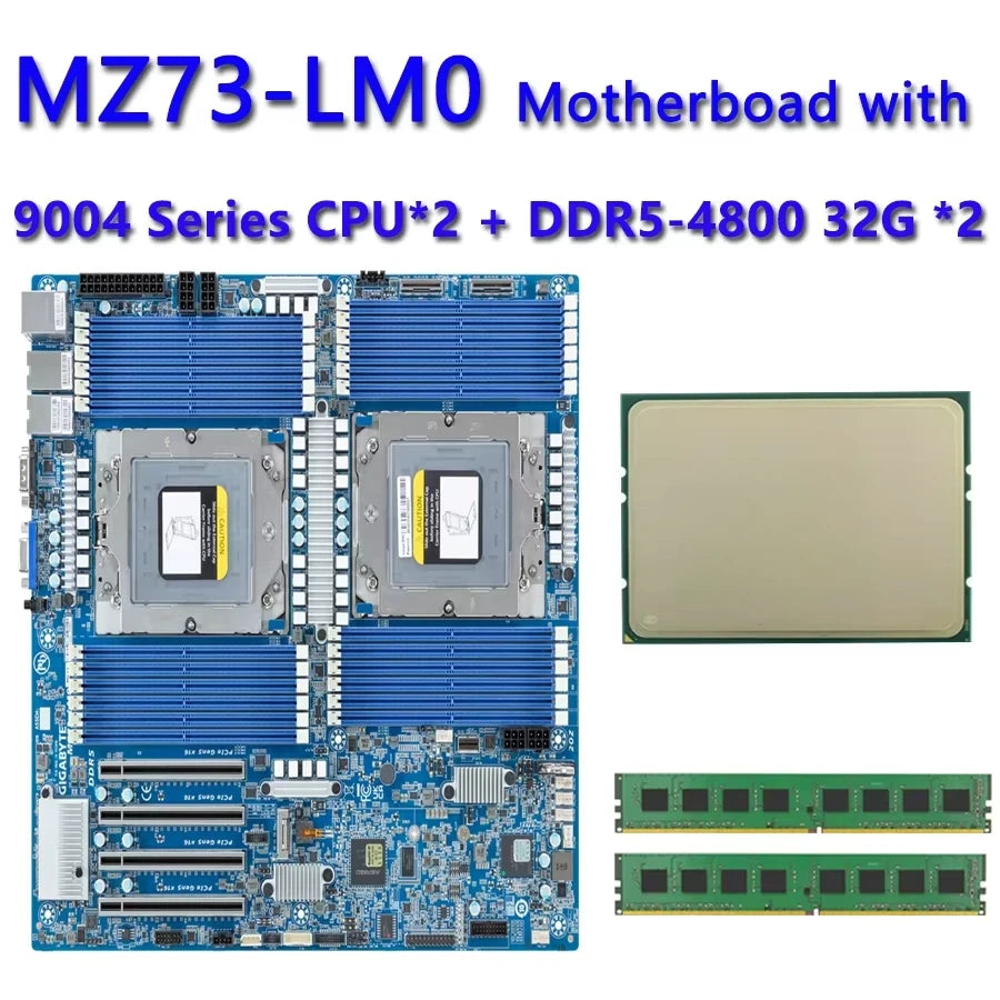 MZ73-LM0 REV2.0 + 32GB DDR5-4800 RAM  9754 9124 9654 9634 9554 9534 9474F 9454 9374F 9354 9334 9274F 9254 9224 9174F 9124 CPU