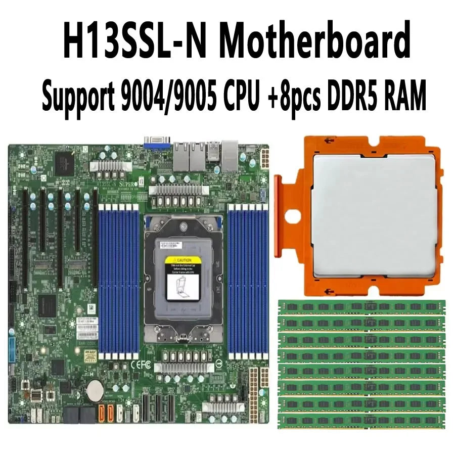 H13SSL-N Motherboard and EPYC 9684X 9384X 9184X 9734 9754 9754S 9654P 9654 9634 9554P 9554 9534 CPU +  DDR5 32GB 4800MHZ RAM