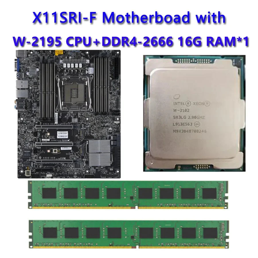 Refurbished X11SRA-F C422 ATX Motherboard + W-2195 18C/36T LGA2066 CPU + 4pcs DDR4 16G 2666MHz ECC RAM for Server